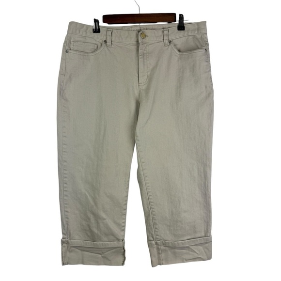 Talbots Factory Rolled Hem Capri Pants Women's 14 Tan - Picture 1 of 8